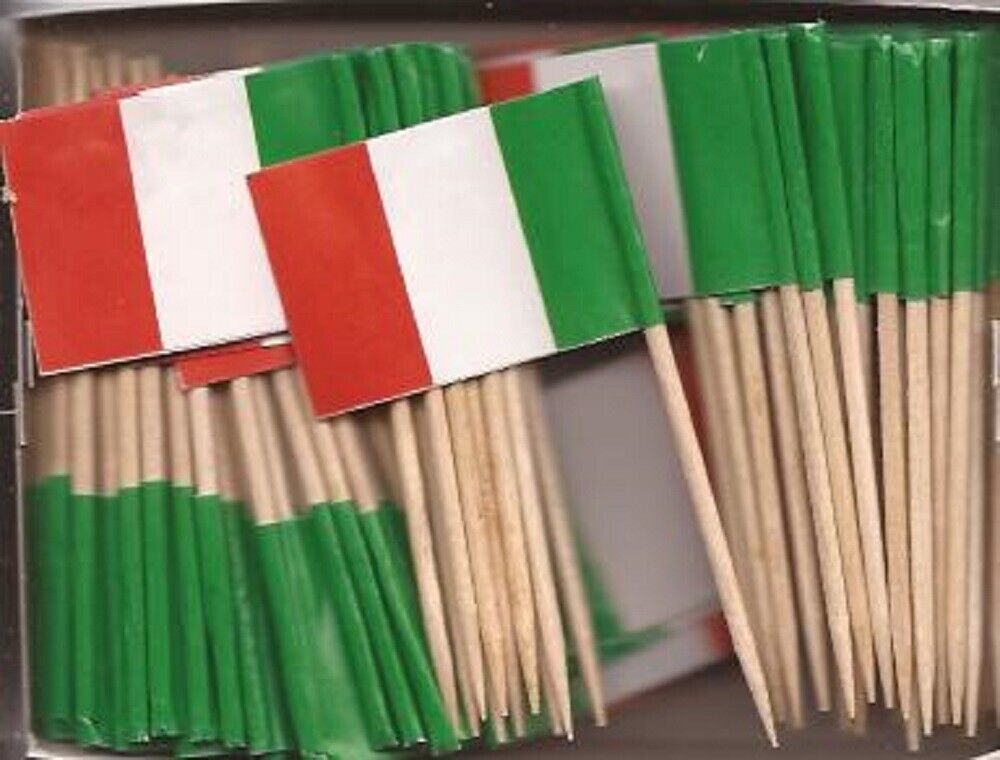 One Box of 100 Italy Toothpick Flags, 100 Small Mini International Flags - $7.90