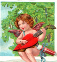 1909 Cupid Playing Guitar Embossed Valentine Postcard - £5.28 GBP