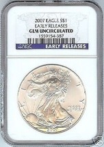 2007 EARLY RELEASE GEM UNC SILVER EAGLE - $72.01