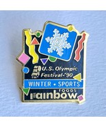 1990 Rainbow Foods Winter Sports US Olympic Festival Lapel Hat Lanyard Pin - £10.19 GBP