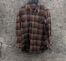 PENDLETON Long Sleeve Shirt Brown/Red Wool Size 17 Used - $119.99