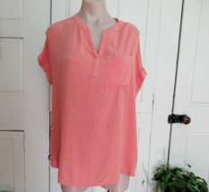 Beach Lunch Lounge top tunic oversized XS coral dolman cap sleeves cuffs New - £9.62 GBP