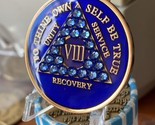 Eight year AAA medallion blue sapphire tri-plate Sobriety Chip - £16.60 GBP