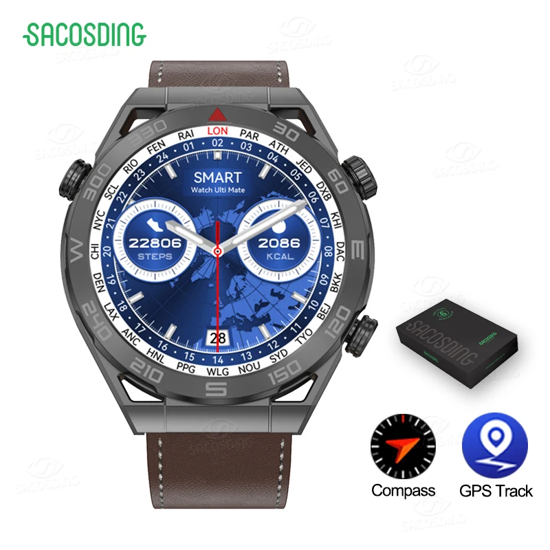 NFC Smart Watch Men GPS Sport Tracker Compass AMOLED 454*454 HD Screen H... - $96.30
