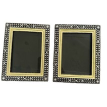 Metal Enamel Leaf Crystal Frames Set of 2 - £22.52 GBP