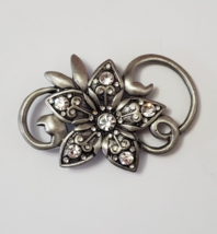 Vintage Art Nouveau Silver Tone Floral Intricate Brooch - £11.95 GBP