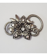 Vintage Art Nouveau Silver Tone Floral Intricate Brooch - £11.68 GBP