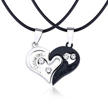 Exquisite Fashion Stainless Steel Love Couple Matching Necklace Valentin... - £5.37 GBP