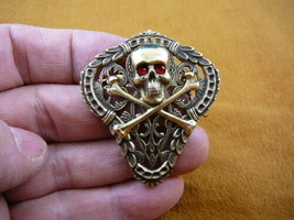 B-SKULL-3)  Skull red eyes cross crossbones Pin brooch pirate love SALTY SEA DOG - £17.17 GBP