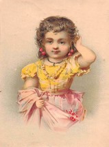 Victorian Trade card Little girl model pulling up dress wearing double e... - £8.92 GBP