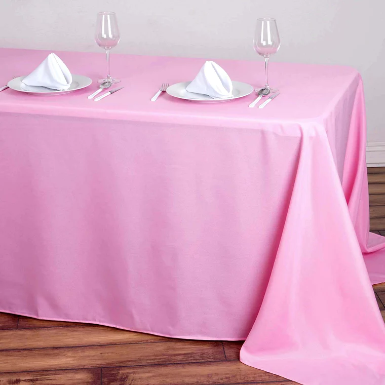 Pink - 5PCS 90x132&quot; Polyester Rectangle Tablecloths Wedding Party - £92.06 GBP