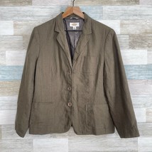 Talbots Vintage 90s Irish Linen Blazer Jacket Brown Patch Pocket 3 Btn W... - £38.83 GBP