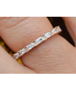 CZ AAA+0.8ct Rose Gold Baguette, Engagement Band, Wedding Band,Promise R... - £66.95 GBP