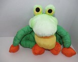COMMONWEALTH toys Plush nylon green yellow orange frog vintage faded  - £38.98 GBP