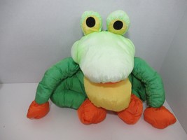 COMMONWEALTH toys Plush nylon green yellow orange frog vintage faded  - £38.69 GBP