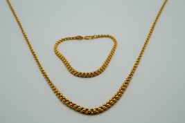 Vintage Gold Plate MONET Unique Chain Necklace 24&quot; and Bracelet 7.5&quot; Set - $54.07 CAD