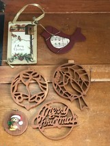 Estate Lot of Cut-Out Wood Blue Jay Bells Merry Christmas Vintage Postca... - $12.58