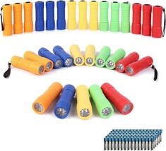 30 Pack Small Mini Flashlight Set 5 Colors 9 LED Flashlight with Lanyard 90 Pack - $81.60