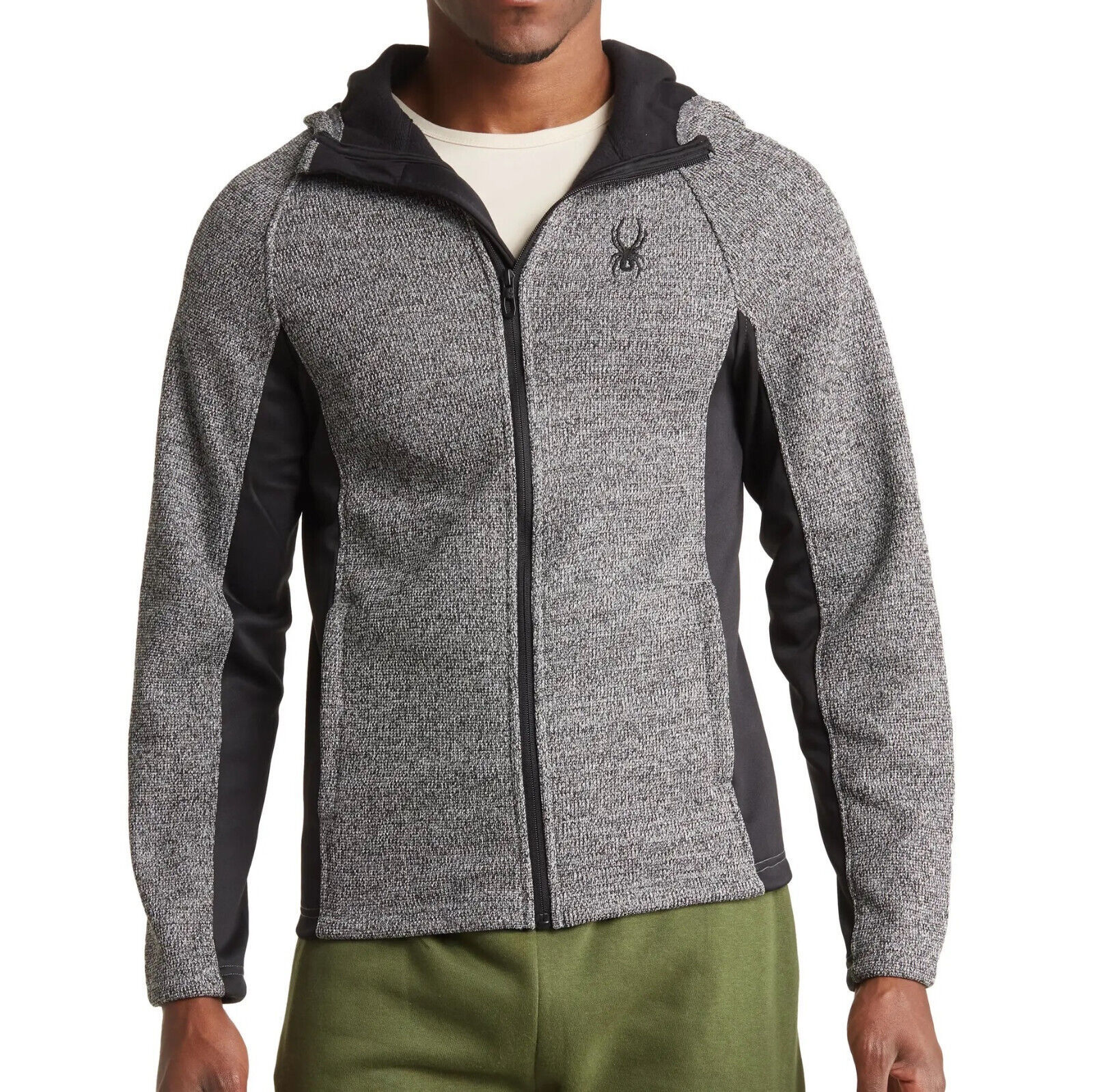 Spyder Men&#39;s Long Sleeve Constant Zip Front Hooded Jacket Zip Pockets Ch... - $49.90