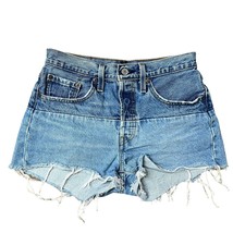 Levis Size 27 501 150 Pieced Shorts Original High Rise Denim Distressed ... - £20.62 GBP