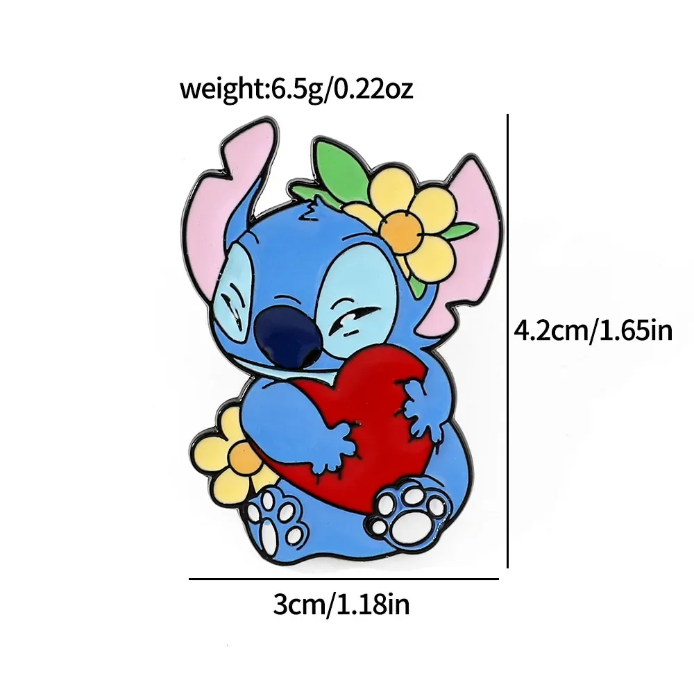 Set Brooch Lilo Stitch Enamel Pins Denim Jacket Pin Ladies Brooch Disney... - $2.34