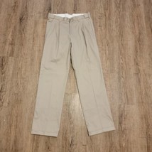 George Khaki Pleated Pants ~ Sz 32W 32L ~ Stretchy Waist ~ Light Brown ~... - $20.69