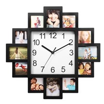 Hanging Wall Clock Photo Frame Clock w/12-Picture Display Picture Collag... - $54.99