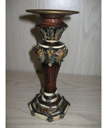 Snake Skin Look Candle Holder Candle Stick Rust Burgundy Color with Gold... - $12.95