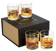 Bourbon Glass Set of 4 Old Fashioned Whiskey Glasses Tumbler 10 Oz Rock Barware - £40.15 GBP