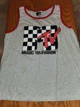 MTV Womens XL Crew Neck Tank Top Gray With Red Trim - $5.84