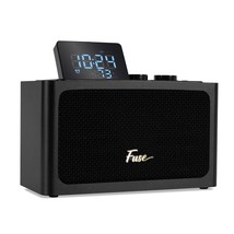 Fuse Zide Black Vintage Alarm Clock Radio Speaker w/ Bluetooth &amp; LCD Screen - £42.92 GBP