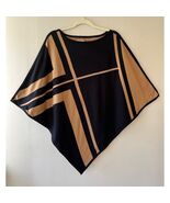 Chicos Sz L XL Reversible Knit Poncho Black Brown Tunic Sweater Cover Up - $100.00