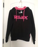 Reebok Black Pink Hoodie Sweatshirt Zippered Womens Size Small - $50.32 CAD