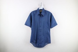 Vintage 60s 70s Mens Small Faded Short Sleeve Collared Button Shirt Blue USA - £47.70 GBP