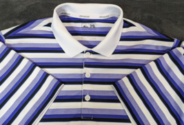 Adidas Men&#39;s Golf Shirt Adult Purple Striped Climacool Polo Athletic Size Large - £10.92 GBP
