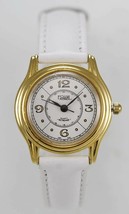 Fossil Reloj Mujer Inoxidable Acero Oro Cuero Blanco Resistente Al Agua Cuarzo - £27.80 GBP