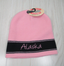 Alaska Winter Knit Beanie Hat Adult Pink embroidered NWT Tongass Trading Co - £15.49 GBP