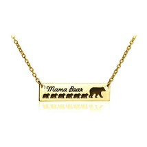 Mom Mama Six Baby Bear Bar Gold Necklace Mother Grizzly for Mothers day gift - £6.25 GBP