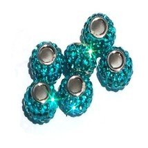 Swarovski Crystal Bead Turquoise Color Sterling Silver Core 3mm hole - £20.60 GBP