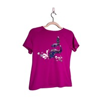 LAND&#39;S END Girls Size XL 14-16 Purple Mermaid Sequin Rash Guard Short Sl... - $16.79