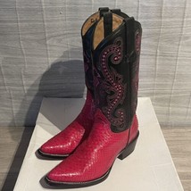 Corral Python Boots Womens 7.5B Pink Western Cowboy Circle G Fuchsia Black Box - £94.19 GBP