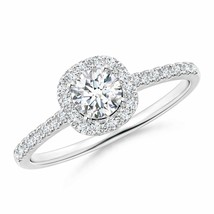 ANGARA Natural 0.52 Ct Round Diamond Halo Ring with Accents in 14K Solid Gold - £1,725.47 GBP