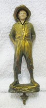 Antique Signed J Ruhl Tom Sawyer Gilt Paperweight Statue with Celluloid ... - $123.75