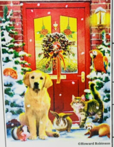 Nautilus Wooden Puzzle Christmas Welcome Dog Cat Bunny Pets 51 pc 9 whimsies USA - £17.19 GBP