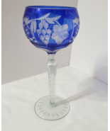 Nachtmann Traube 8 ounce Wine Hock Glass Cobalt Blue 8-1/4&quot; Tall Cut to ... - $105.54 CAD