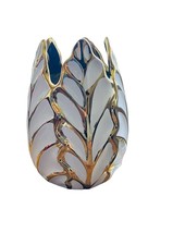 Ceramic Flower Vase White &amp; Gold 8 In Tall Home Decoration New - $28.42