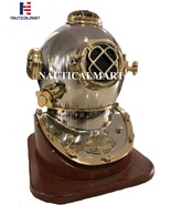 NauticalMart 18&quot; Brass Scuba Diving Divers Helmet US Navy Mark V w/ Wood... - $541.98 CAD