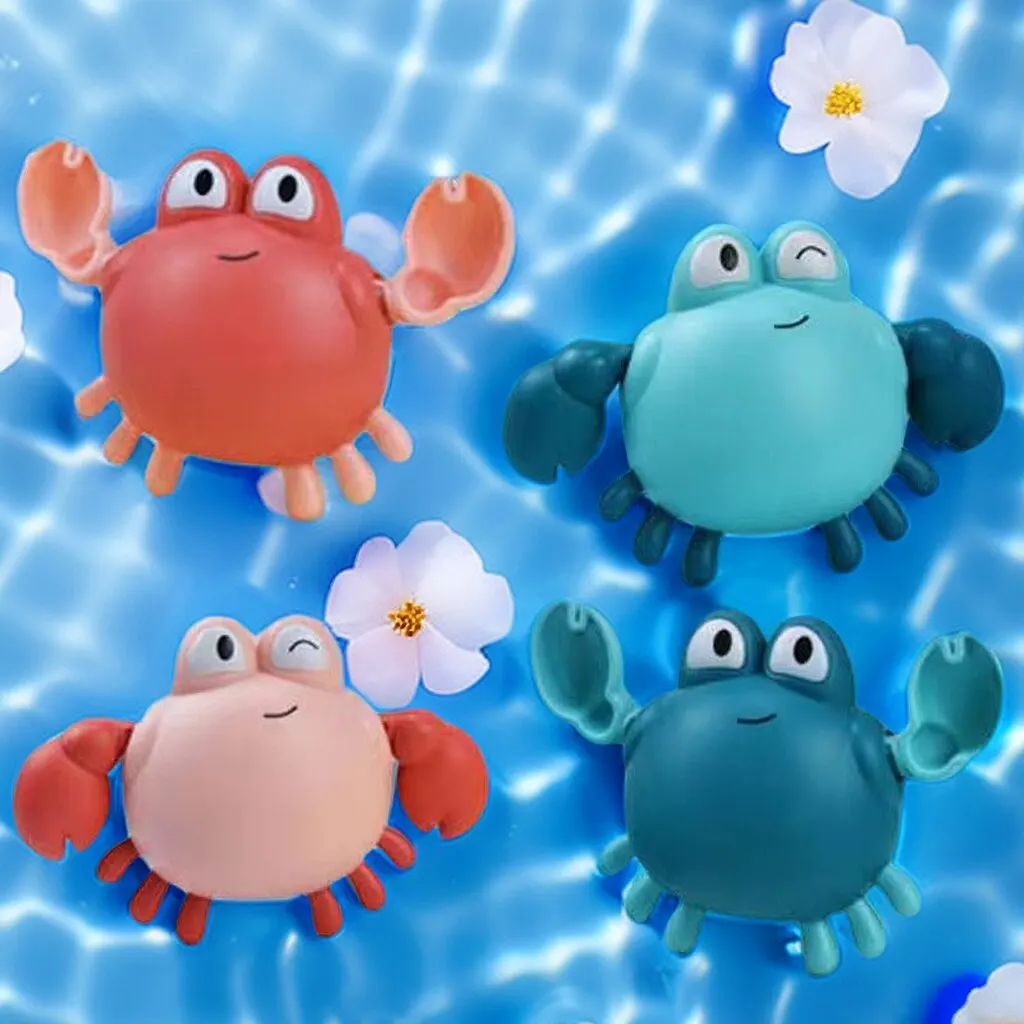 2Pcs Baby Toys Bathing Cartoon Animal Crab Swimming Pool Water Play Game Chain - £9.42 GBP