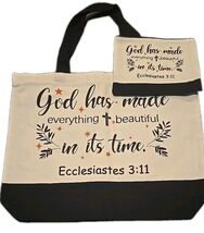 Christian ~ Canvas Tote Bag w/Handle &amp; Makeup Bag w/Zip Closure ~ Bible ... - $25.00