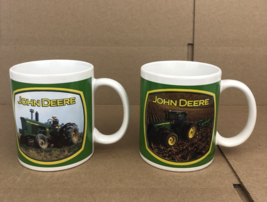 Set Of 2 John Deere Coffee Cup Houston Harvest Mugs Green Yellow White - £11.39 GBP